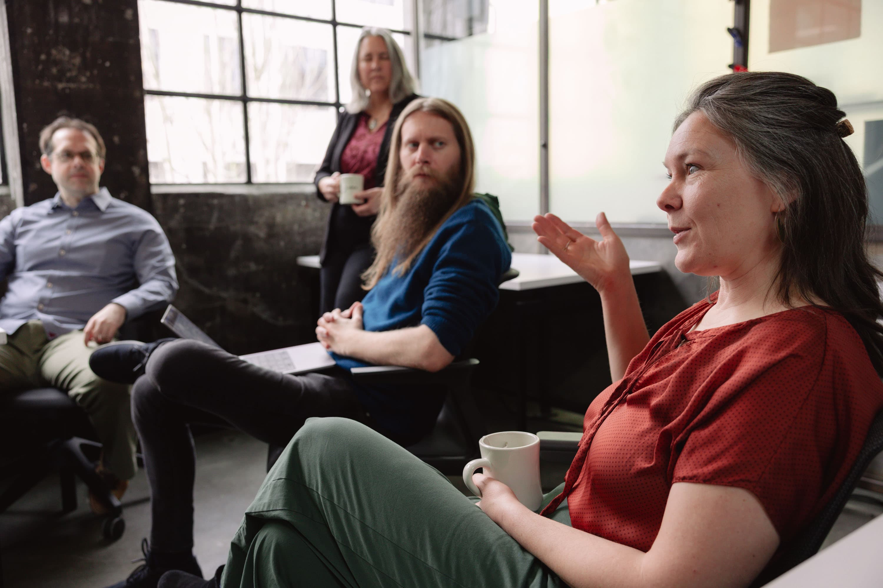 Olio Apps team in a casual discussion