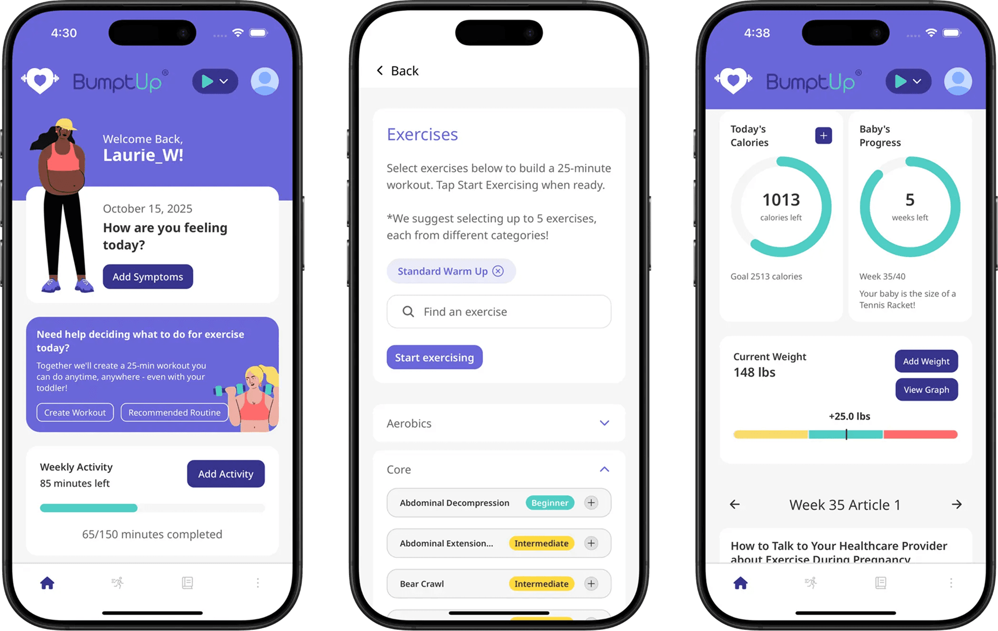 BumptUp app designs