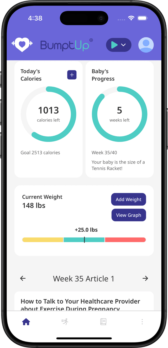BumptUp app home screen after completing an activity
