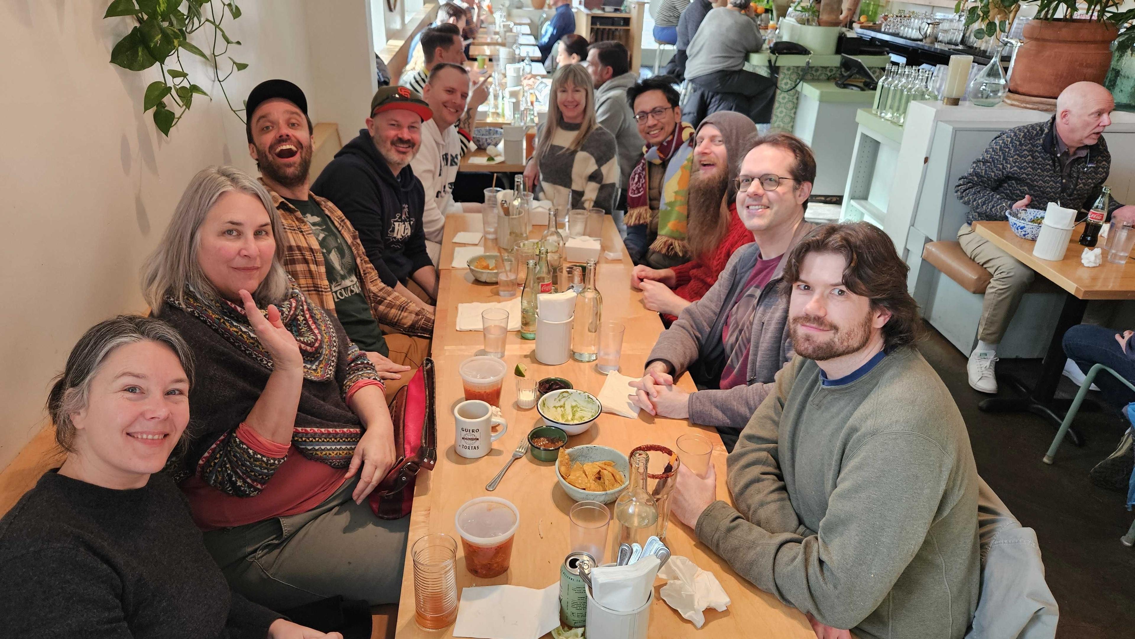 The Olio Apps team enjoying a meal together